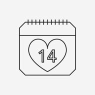 valentine&#039;s day calendar line icon N4