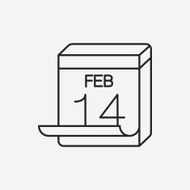 valentine&#039;s day calendar line icon N8