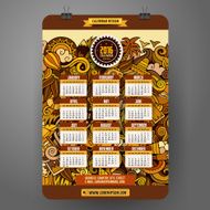 Doodles summer Calendar 2016 year design N3