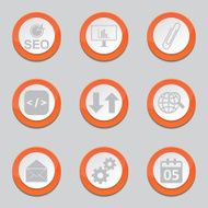 SEO Internet Sign Orange Vector Button Icon Design Set 6