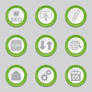 SEO Internet Sign Green Vector Button Icon Design Set 6