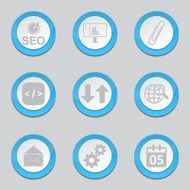 SEO Internet Sign Blue Vector Button Icon Design Set 6