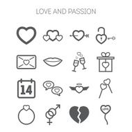 Set of simple love icons for Saint Valentine Day