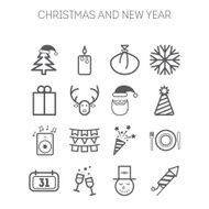 Set of simple icons for New Year and Christmas