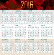 Illustration calendar for 2016 in simple design