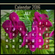Floral 2016 calendar design for july