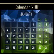 Geometrical polygonal 2016 calendar design for january month