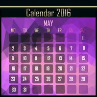 Geometrical polygonal 2016 calendar design for may month