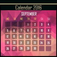 Geometrical polygonal 2016 calendar design for september month