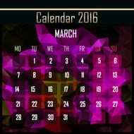 Geometrical polygonal triangles 2016 calendar design for march m