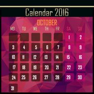 Geometrical polygonal triangles 2016 calendar design for october