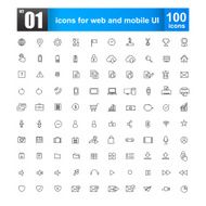 Simple line icons for web design and mobile ui vector