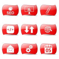SEO Internet Sign Red Vector ButtonIcon Design Set 6