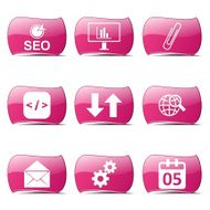 SEO Internet Sign Pink Vector Button Icon Design Set 6 N2