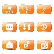 SEO Internet Sign Orange Vector ButtonIcon Design Set 6