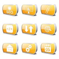 SEO Internet Sign Yellow Vector Button Icon Design Set 6