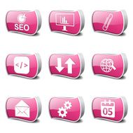 SEO Internet Sign Pink Vector Button Icon Design Set 6 N3