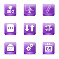 SEO Internet Sign Square Vector Violet Icon Design Set 6