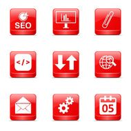 SEO Internet Sign Square Vector Red Icon Design Set 6