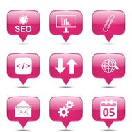 SEO Internet Sign Square Vector Pink Icon Design Set 6