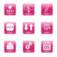 SEO Internet Sign Square Vector Pink Icon Design Set 6 N2