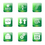 SEO Internet Sign Square Vector Green Icon Design Set 6