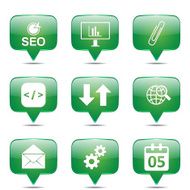 SEO Internet Sign Square Vector Green Icon Design Set 6 N2