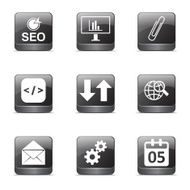 SEO Internet Sign Square Vector Black Icon Design Set 6