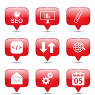 SEO Internet Sign Square Vector Red Icon Design Set 6 N2