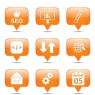 SEO Internet Sign Square Vector Orange Icon Design Set 6