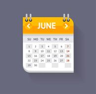 Vector Calendar June Flat Design