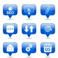 SEO Internet Sign Square Vector Blue Icon Design Set 6