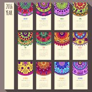 2016 year ethnic calendar design English Sunday start