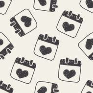 love calendar doodle seamless pattern background