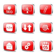 SEO Internet Sign Square Vector Red Icon Design Set 6 N3
