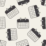 Monthly calendar doodle drawing seamless pattern background