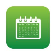 Calendar design on green button clean vector