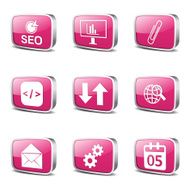 SEO Internet Sign Square Vector Pink Icon Design Set 6 N3