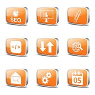SEO Internet Sign Square Vector Orange Icon Design Set 6 N2