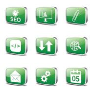 SEO Internet Sign Square Vector Green Icon Design Set 6 N3