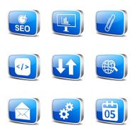 SEO Internet Sign Square Vector Blue Icon Design Set 6 N2