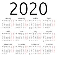 Simple vector calendar 2020