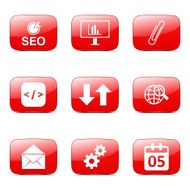 SEO Internet Sign Square Vector Red Icon Design Set 6 N4