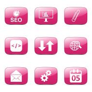 SEO Internet Sign Square Vector Pink Icon Design Set 6 N4
