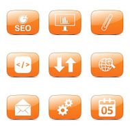 SEO Internet Sign Square Vector Orange Icon Design Set 6 N3
