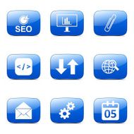SEO Internet Sign Square Vector Blue Icon Design Set 6 N3
