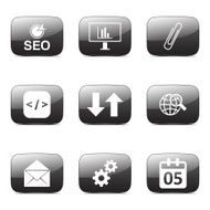 SEO Internet Sign Square Vector Black Icon Design Set 6 N4