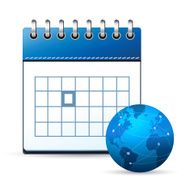 Calendar blue with globe