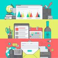 Set of color line banners for web page design