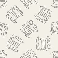 Gemini Constellation doodle seamless pattern background N3